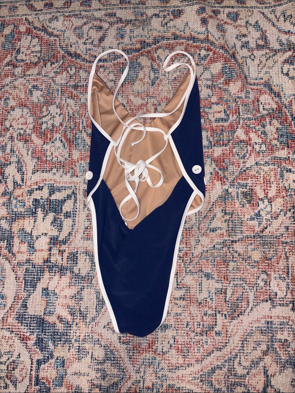 Gnash Swim Towelling Mod One Piece Swimsuit In Blue Sz L/Us 8 Nwt — image 5 of 6